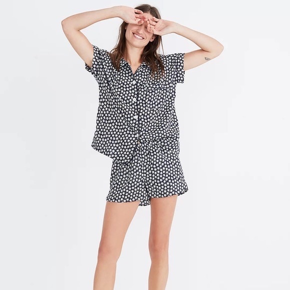 Madewell Large Little Daisy Pajama Set Bedtime Pajama Set Shorts Short Sleeve - Picture 1 of 7